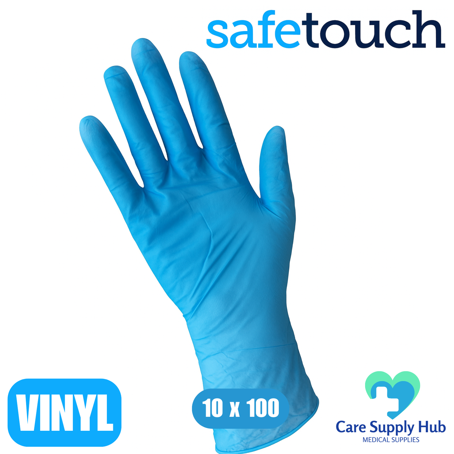 SafeTouch Blue Vinyl Gloves 1 Case (10x100)