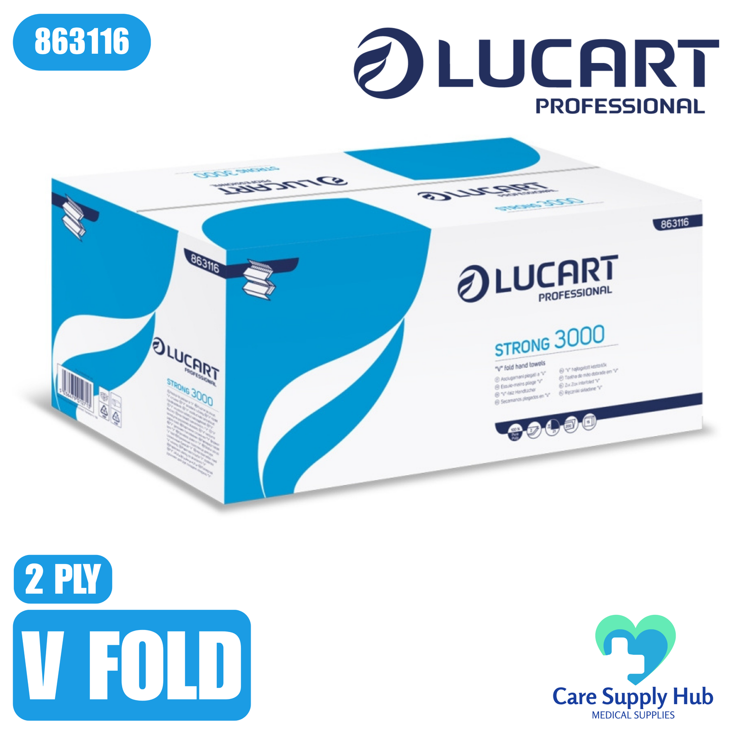 Lucart Strong 3000 V-Fold Hand Towels - 2 ply - 3000 Pack