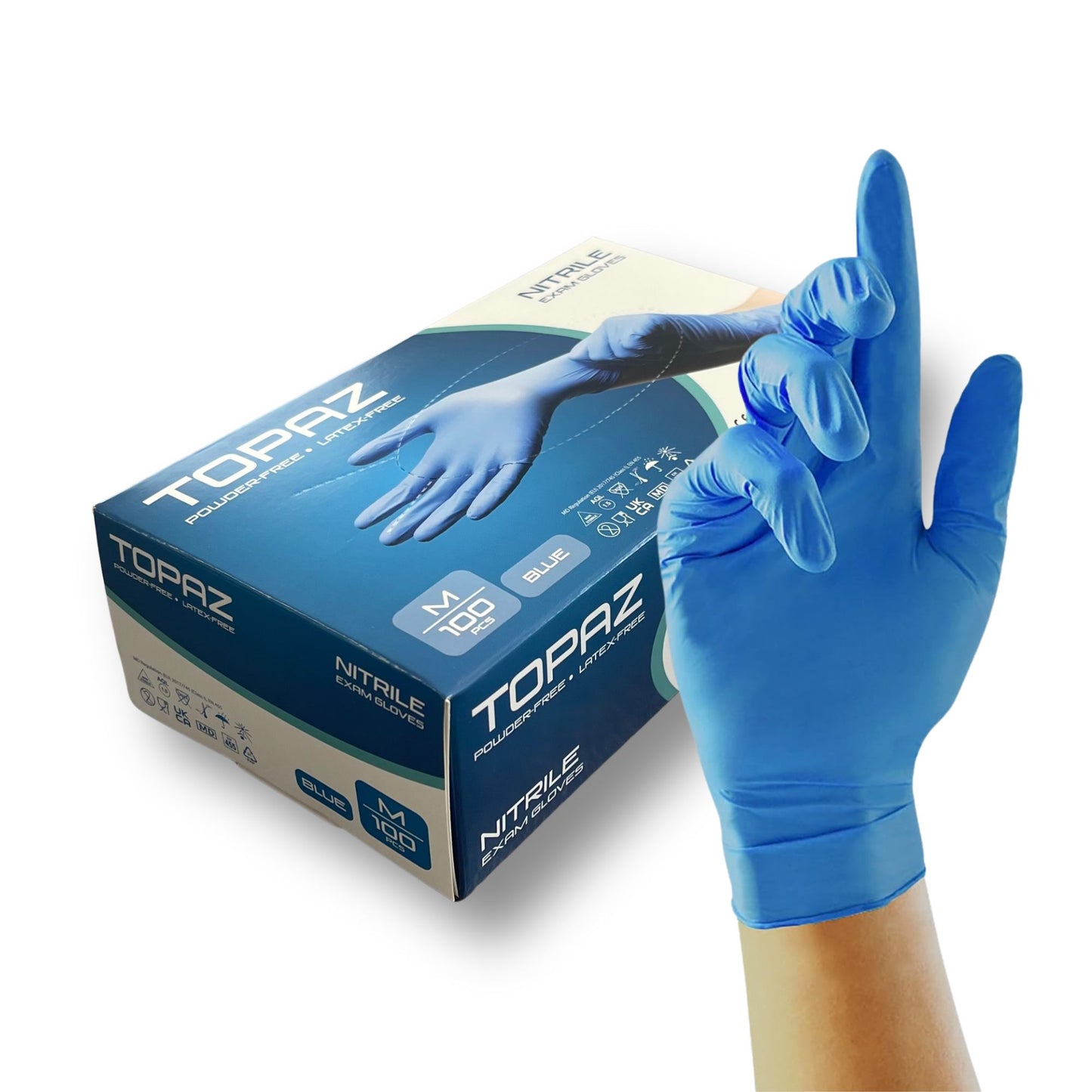 Topaz Blue 3.5g Medical Grade Nitrile Gloves x100