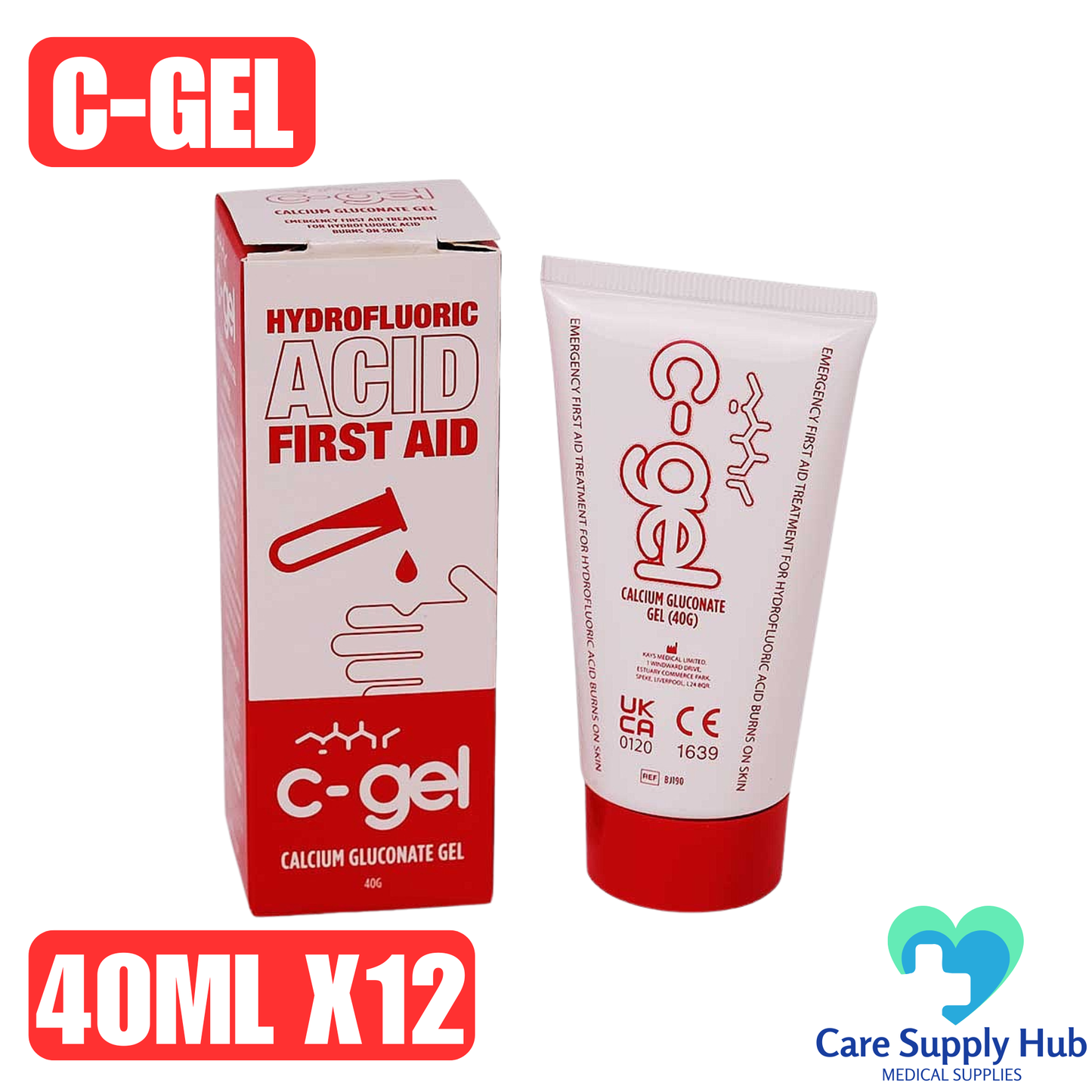 C-Gel Calcium Gluconate Gel 40g (Pack of 12) – Hydrofluoric Acid First Aid Treatment