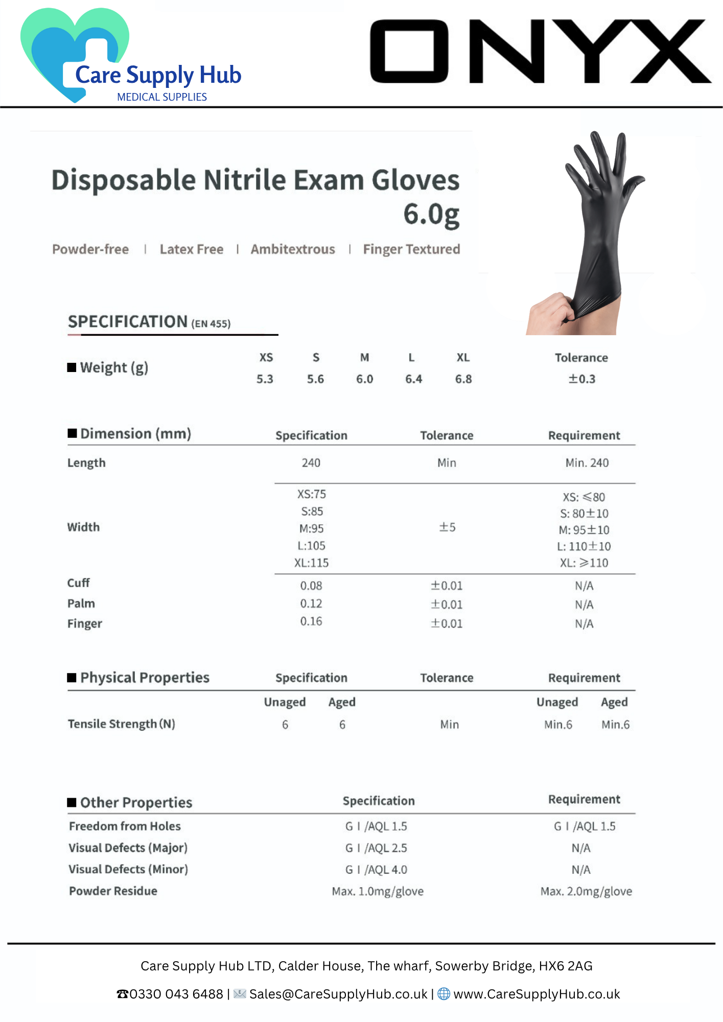 Onyx - 6g Black Nitrile Gloves (10x100)