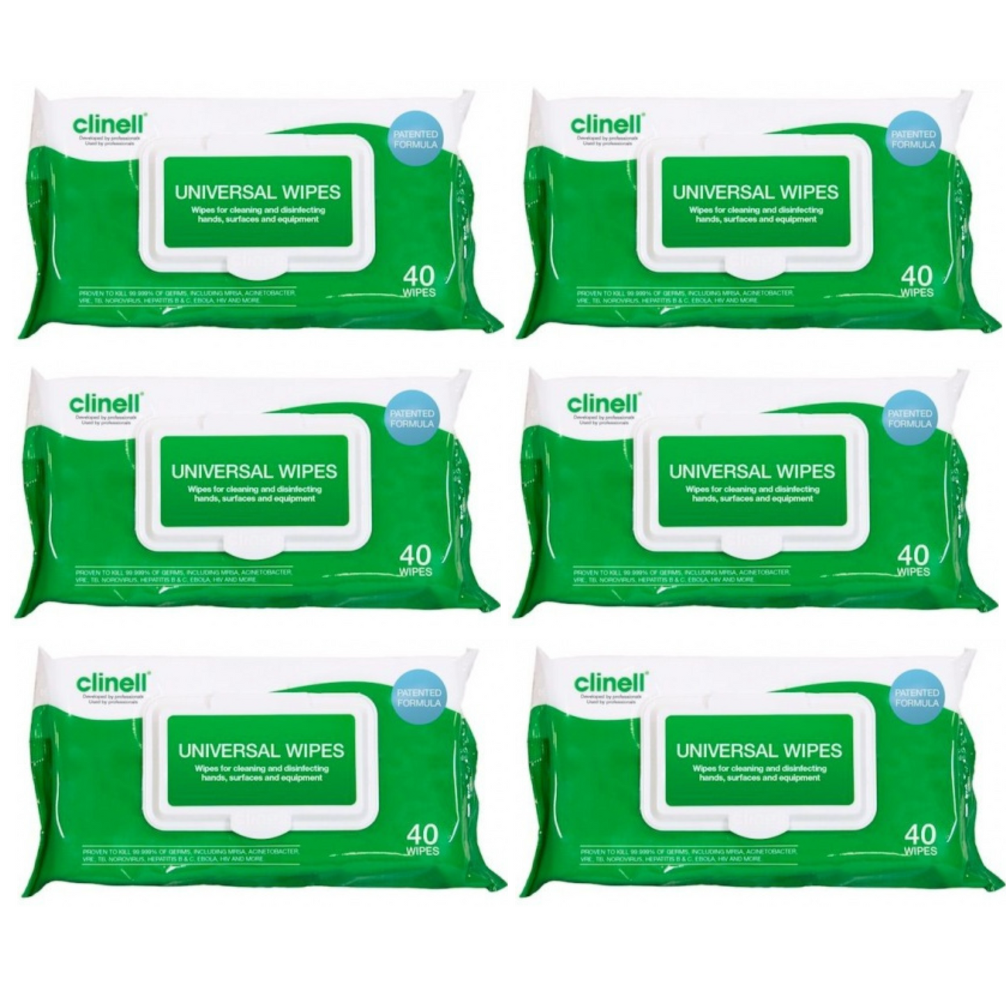 Clinell Universal Wipes - Case - 6 Packs of 200