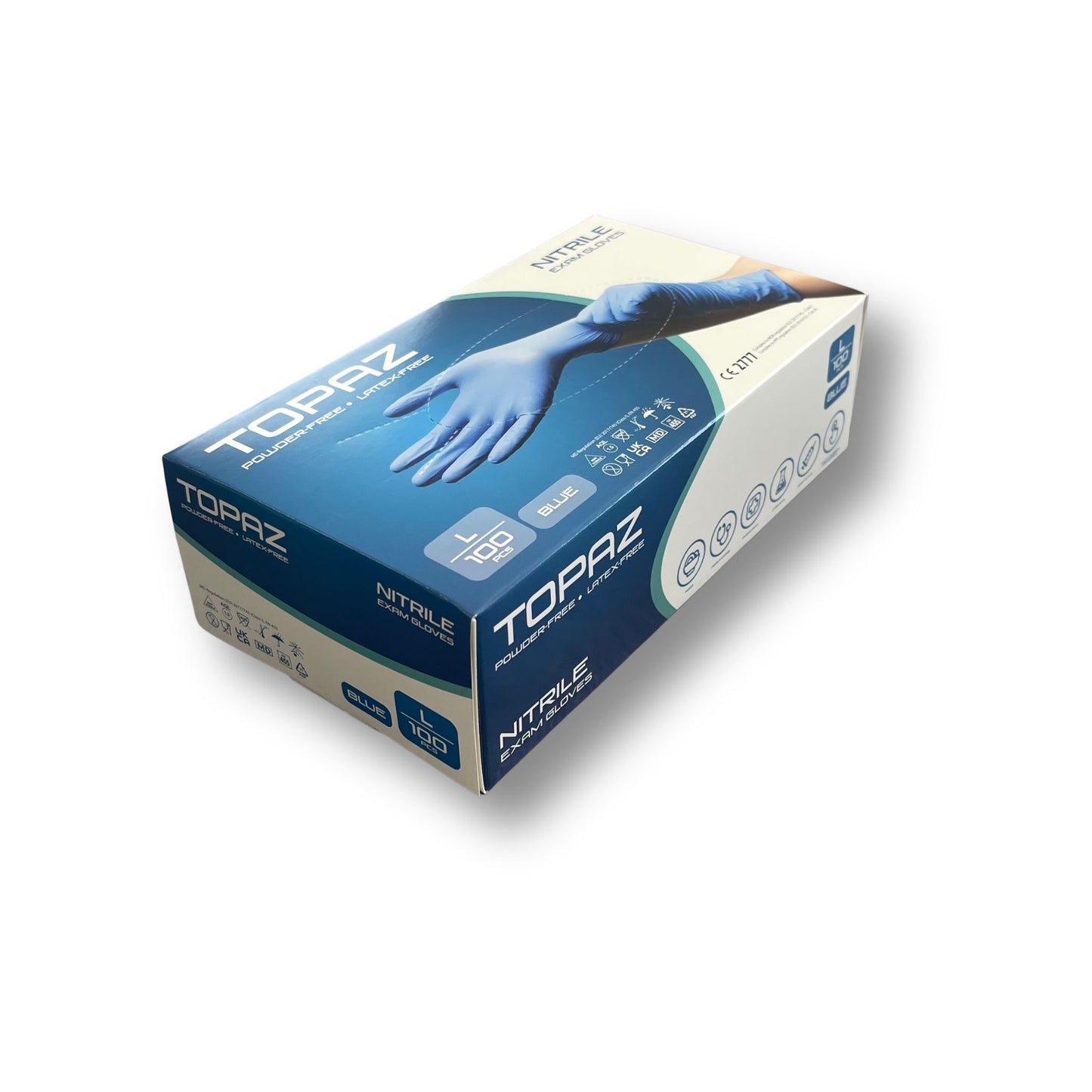 Topaz Blue Nitrile Gloves – Powder Free Medical Grade (1000 Gloves)