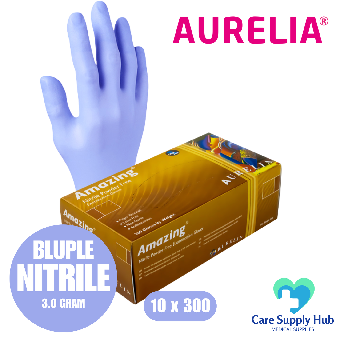 Aurelia Amazing Purple-Blue Ultra-Thin Powder-Free Nitrile Examination Glove(10x300)