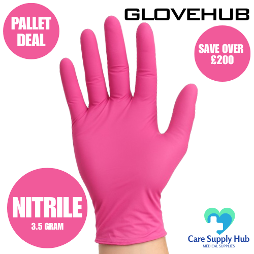 GloveHub Pink Nitrile Gloves - Bulk Buy Pallet Deal - 105 Cases
