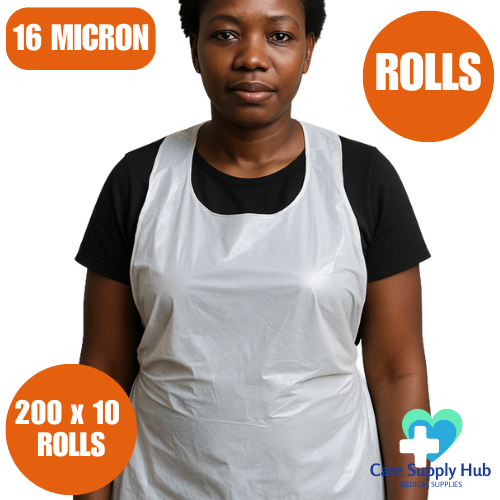 Ultimate Disposable Aprons Roll Pack – 16 Micron, 2000 Aprons (200 x 10 Rolls)