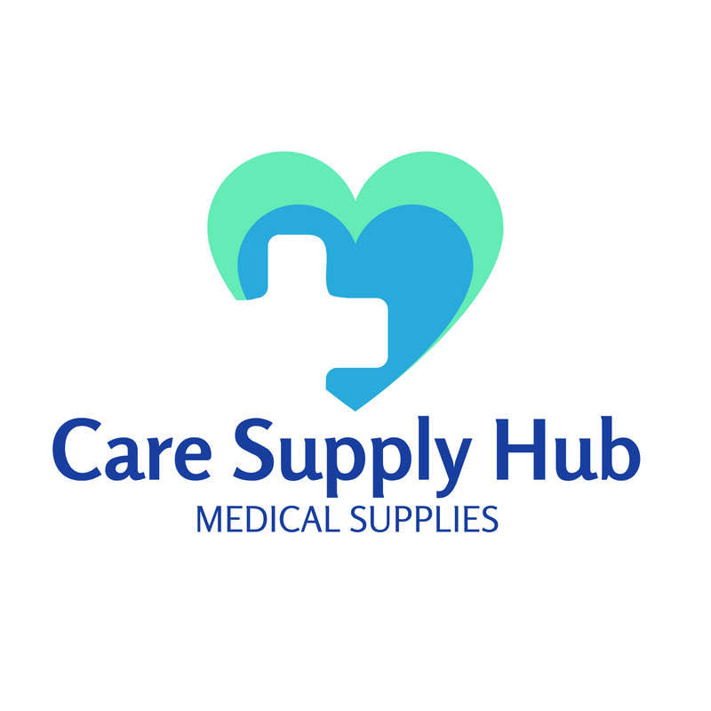Logo of Care Supply Hub with a heart and cross design on a white background