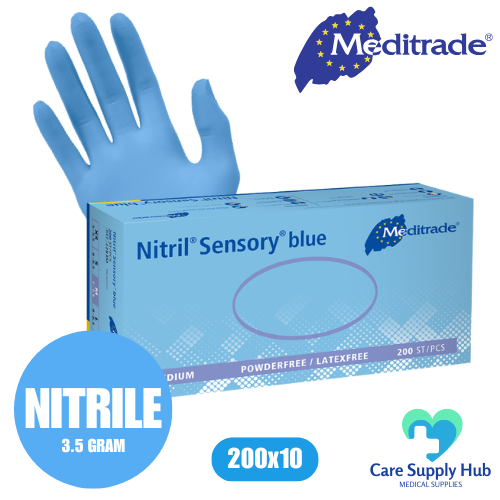 Meditrade Nitrile Sensory -  Blue Examination Gloves (10X200)