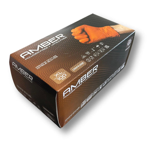 Amber - 8.5g Orange Diamond Grip Nitrile Gloves (10x100)