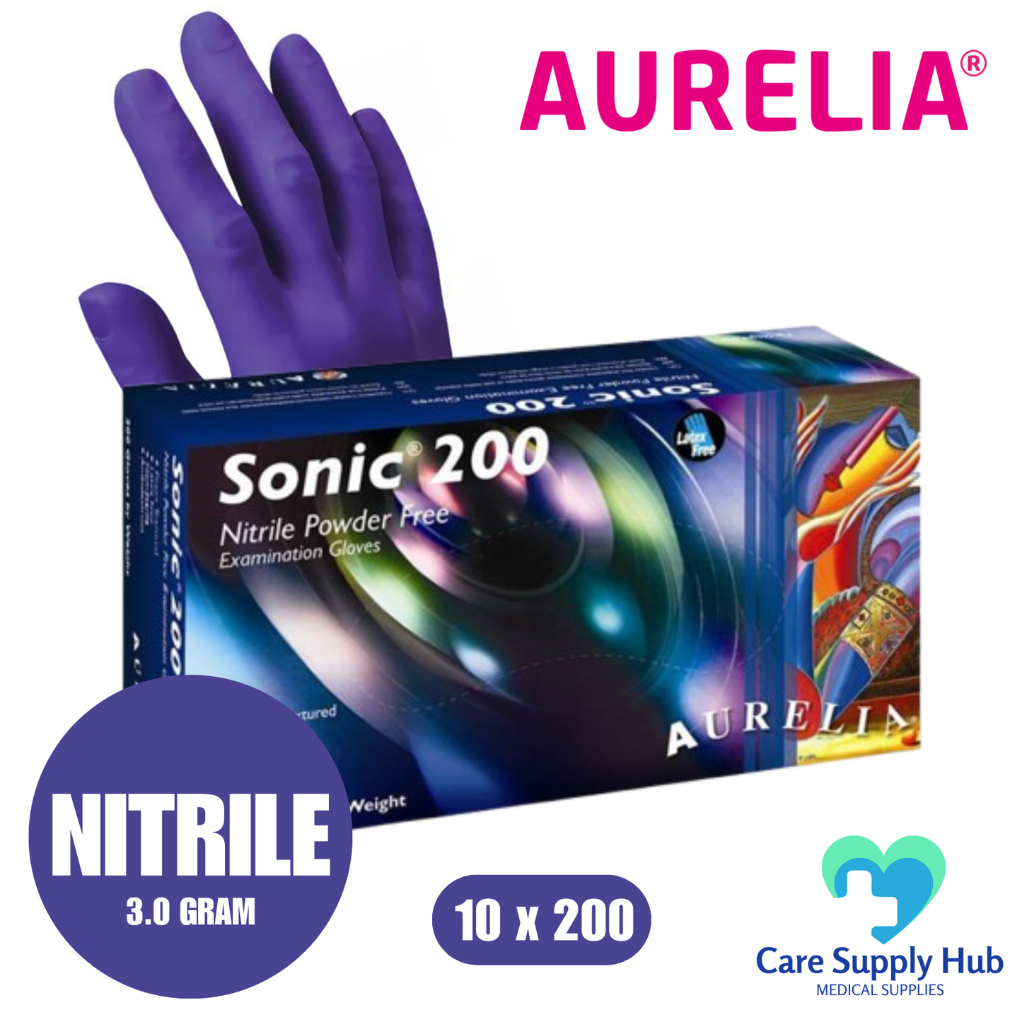 Aurelia® Sonic® 200 Powder Free Nitrile Gloves (10x200)