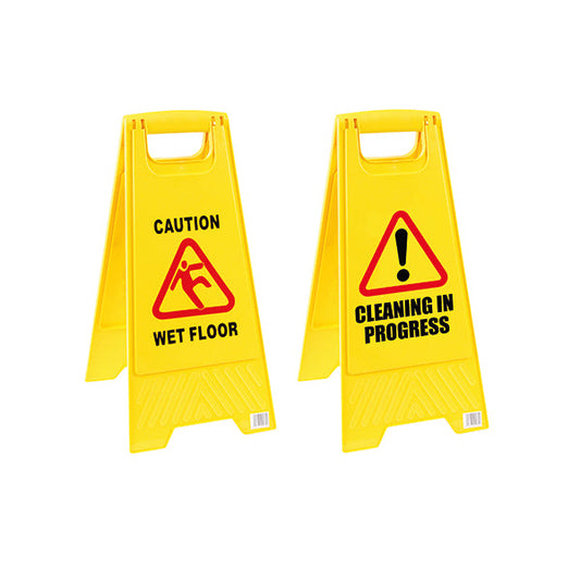 Folding Safety Sign Caution Wet Floor Yellow