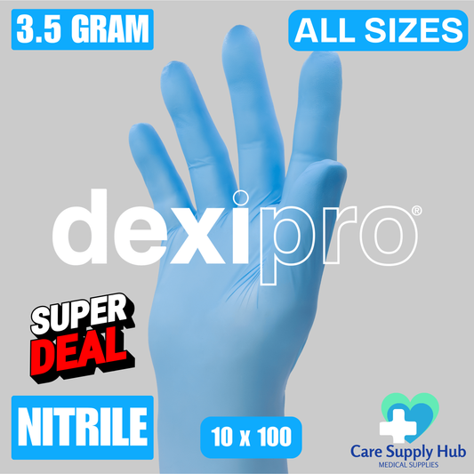 DexiPro Blue Nitrile Powder Free Gloves 1 Case (10x100)