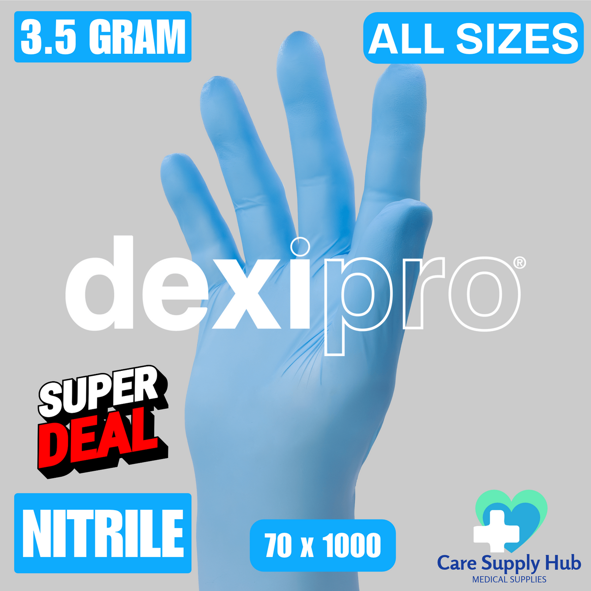 DexiPro Blue Nitrile Powder Free Gloves Full pallet 70 cases 70000 gloves