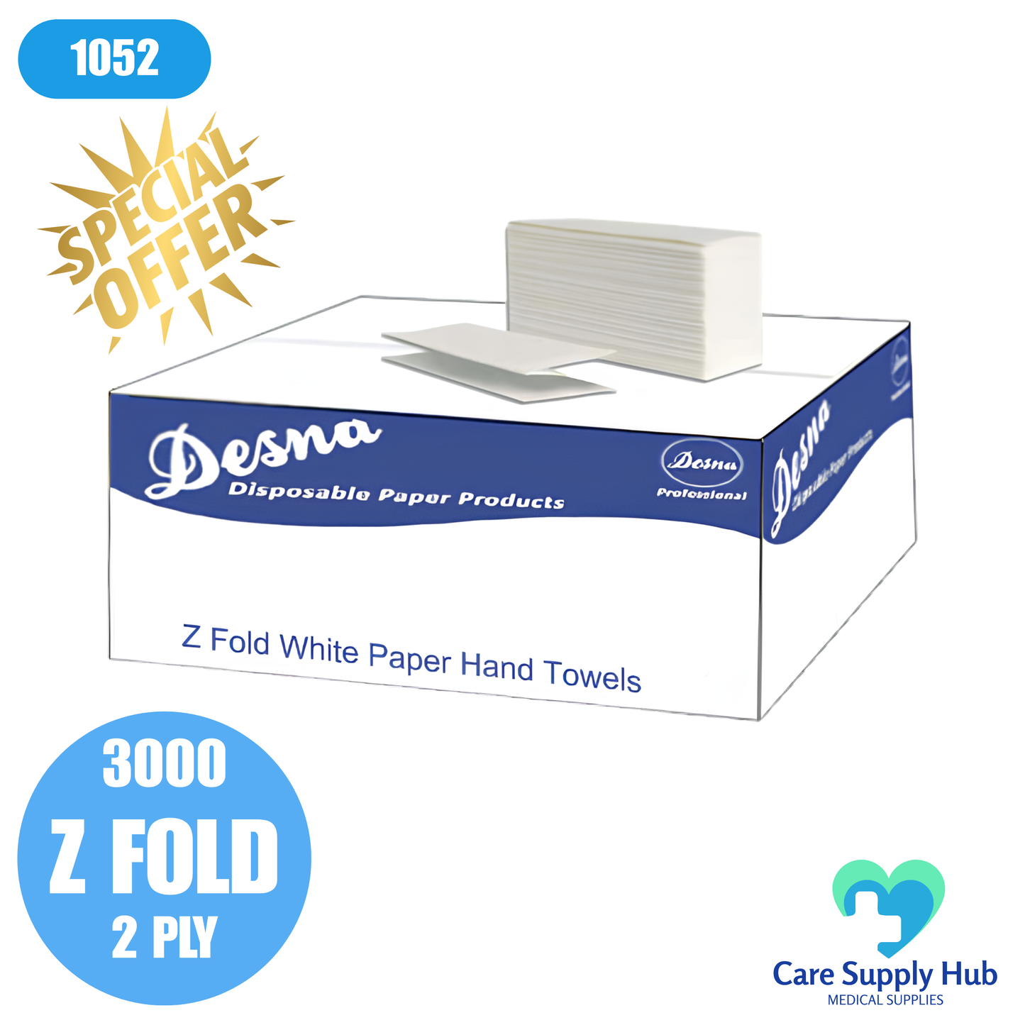 Desna White Z-Fold Paper Hand Towels – 2 Ply - 3000 sheets