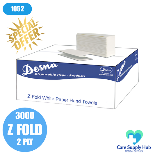 Desna White Z-Fold Paper Hand Towels – 2 Ply - 3000 sheets