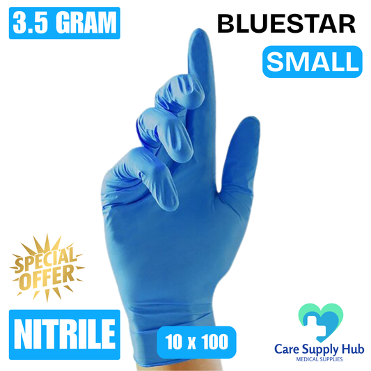 BlueStar Nitrile Powder Free Gloves 1 Case (10x100) - Small