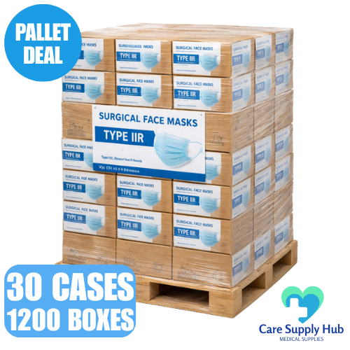 Medical Grade Type IIR 3-Ply Surgical Face Masks – Full Pallet Bulk Deal (1200 boxes)