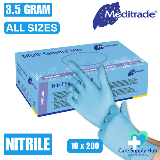 Meditrade Nitrile Sensory -  Blue Examination Gloves (10X200)
