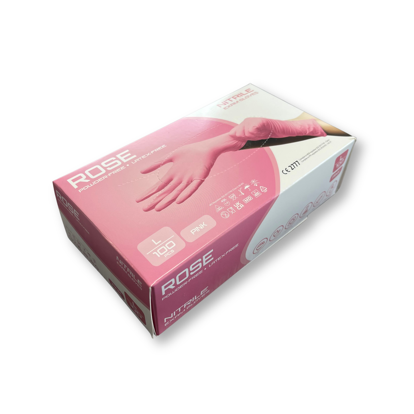 Topaz Rose Nitrile Gloves 3.5g Powder-Free Disposable Gloves – Pink - Latex-Free - 1 Case (10x100)