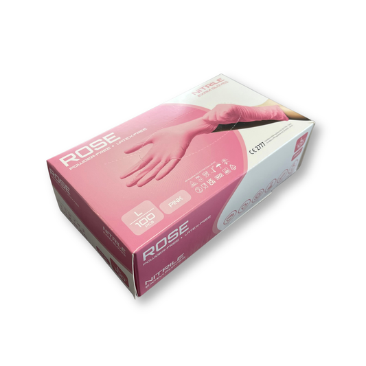 Topaz Rose Nitrile Gloves 3.5g Powder-Free Disposable Gloves – Pink - Latex-Free - 1 Case (10x100)