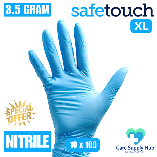 SafeTouch Blue Nitrile Powder Free Gloves 1 Case (10x100)