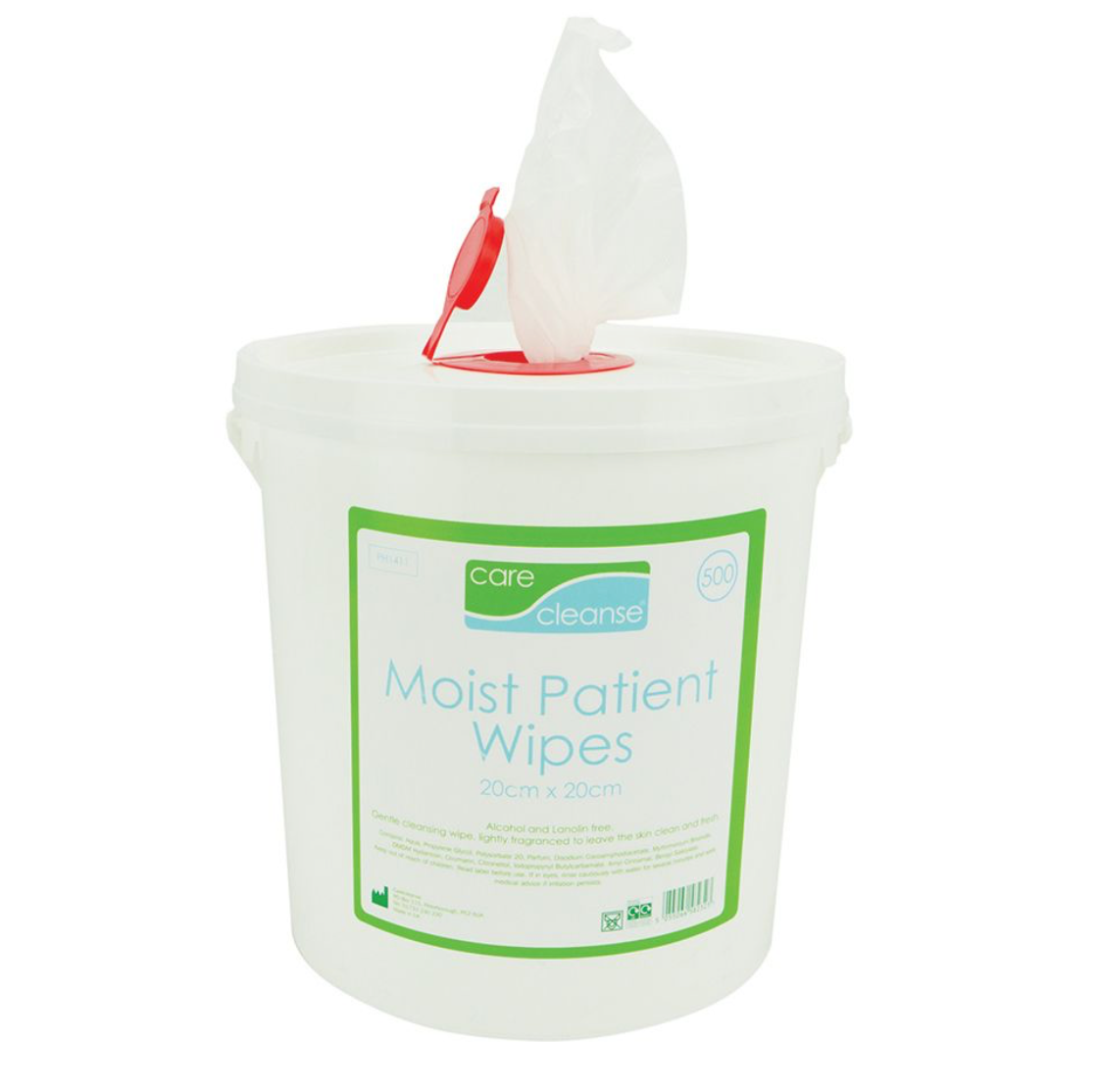 CareCleanse Moist Patient Wipes – 500 Wipes in Dispenser Bucket | Gentle & Durable