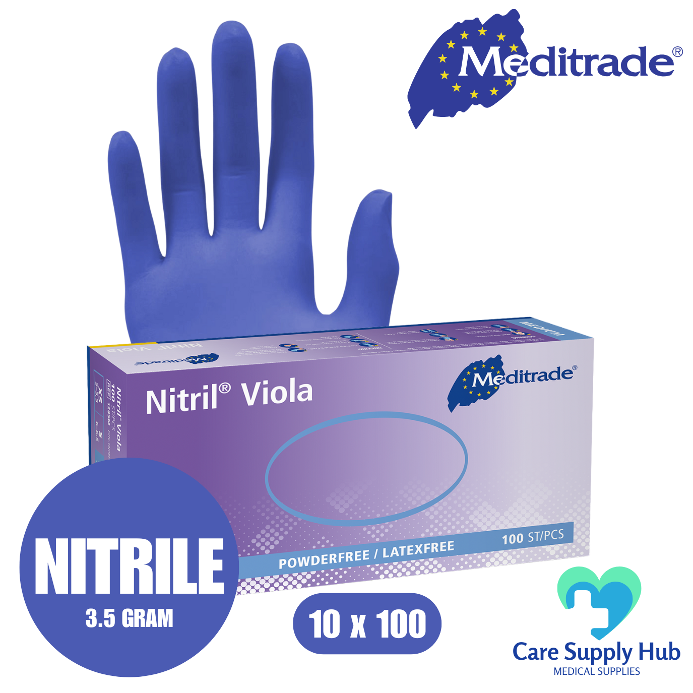 Nitrile Viola Nitrile Examination Gloves – Violet, Powder-Free (10X100)