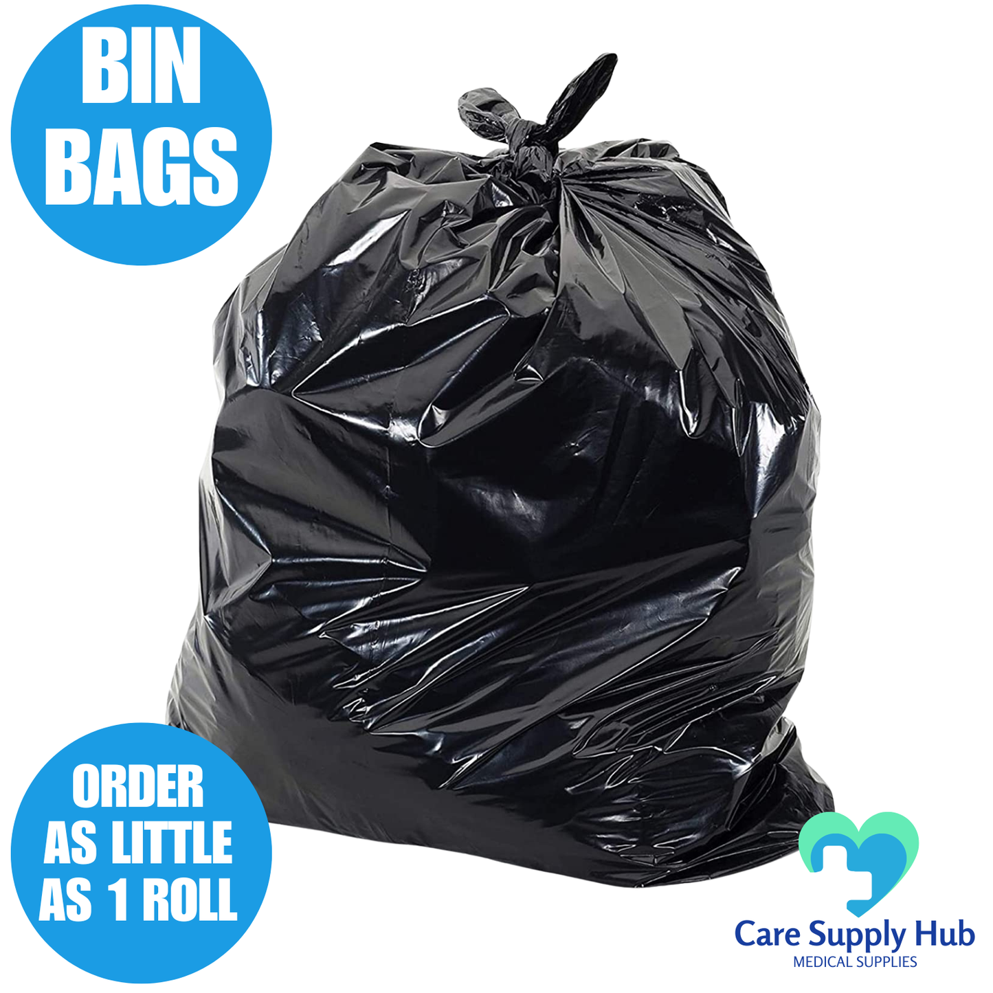 Heavy Duty Black Bin Bags (15kg) – Strong 90L Refuse Sacks | Bulk & Savings