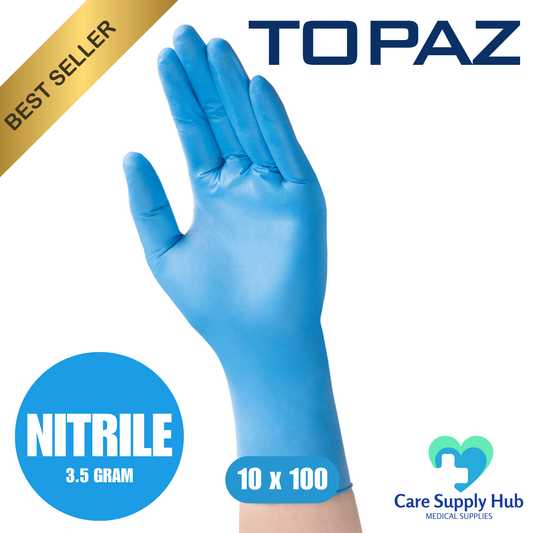 Topaz Blue Nitrile Powder Free Gloves 1 Case (10x100)